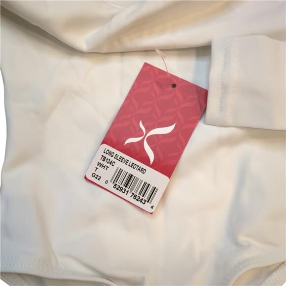 NEW- Capezio Team Basics Long Sleeve White Leotard- Toddler 2T-4T - Picture 4 of 5